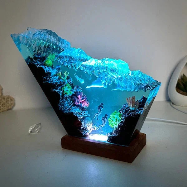 Handmade Resin Flower-Shaped LED String Lights Night Light Diving Statue Underwater Theme Agate Stone Home Sack Brand Mother&