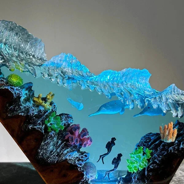 Handmade Resin Flower-Shaped LED String Lights Night Light Diving Statue Underwater Theme Agate Stone Home Sack Brand Mother&