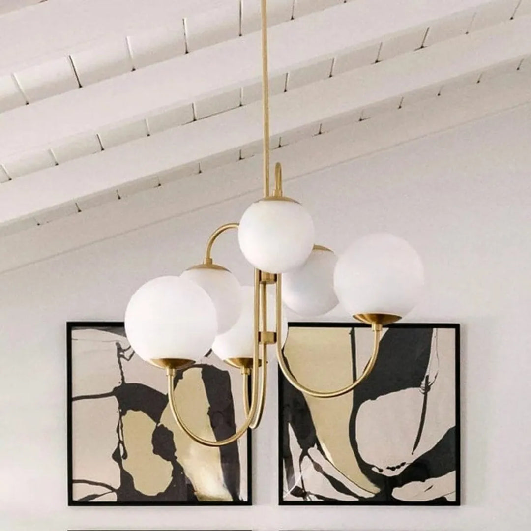 Modern Nautical Style Glass String Lights IP33 Rated White LED Hanging Ceiling Light Double Color Plating for Living Dining Room