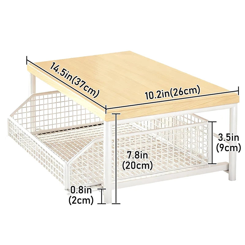 Kitchen Countertop Organizer - 2-Tier Shelf for Microwave &amp; Spices