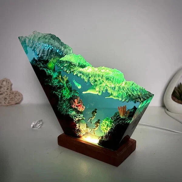 Handmade Resin Flower-Shaped LED String Lights Night Light Diving Statue Underwater Theme Agate Stone Home Sack Brand Mother&