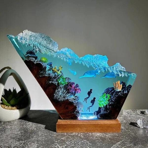 Handmade Resin Flower-Shaped LED String Lights Night Light Diving Statue Underwater Theme Agate Stone Home Sack Brand Mother&
