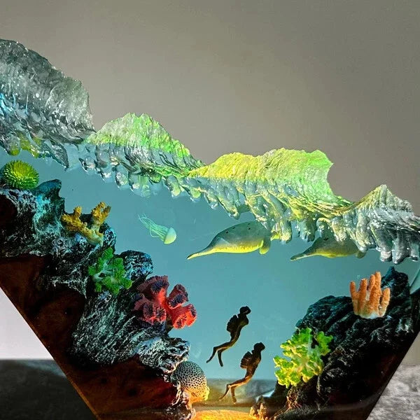 Handmade Resin Flower-Shaped LED String Lights Night Light Diving Statue Underwater Theme Agate Stone Home Sack Brand Mother&