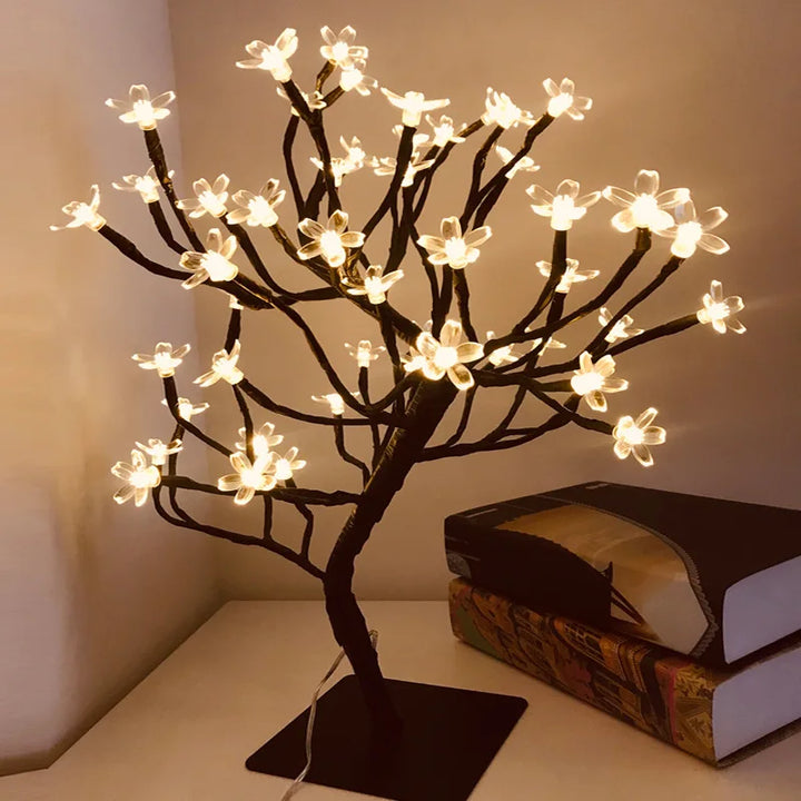 Cherry Blossom Tree Light 24 LED 48LED  Fairy String Lights USB Operated DIY Artificial Tree Light  for Gift Holiday Festival