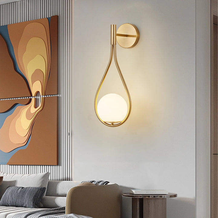 US Stock Free Shipping Set of 2 Wall Sconces Opal Frosted Glass Golden Mid-Century Luxury Wall Mounted Lamps for Bedroom Hallway