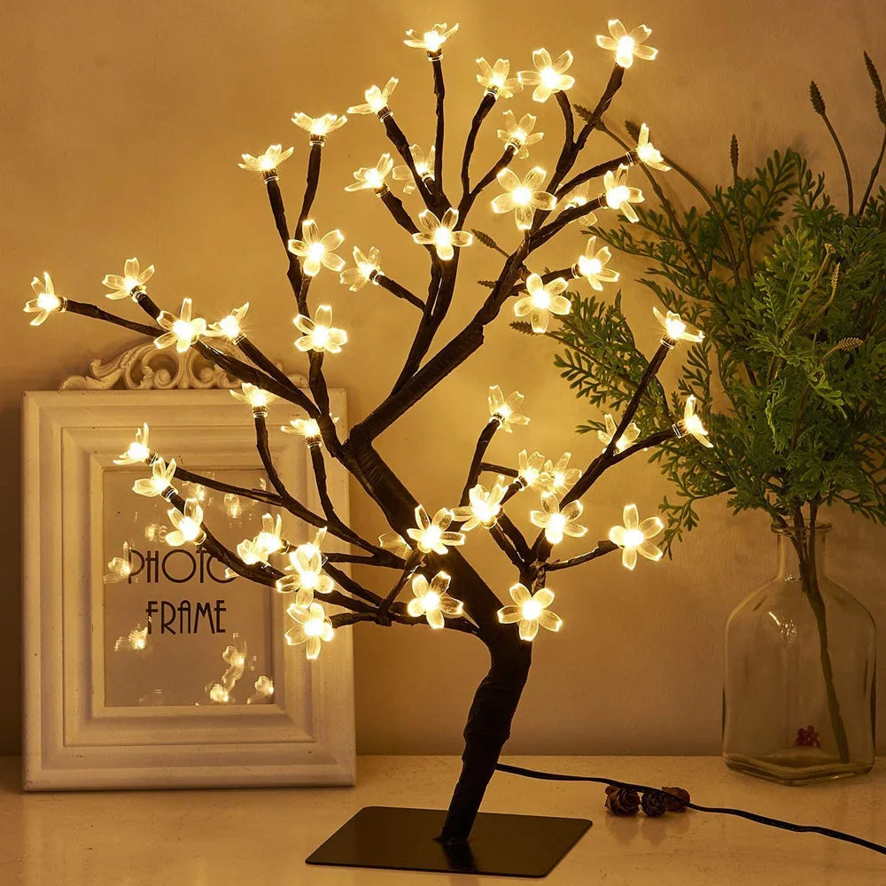 Cherry Blossom Tree Light 24 LED 48LED  Fairy String Lights USB Operated DIY Artificial Tree Light  for Gift Holiday Festival