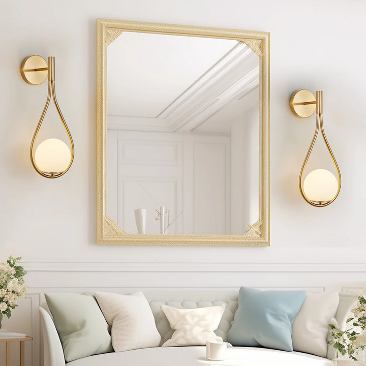 US Stock Free Shipping Set of 2 Wall Sconces Opal Frosted Glass Golden Mid-Century Luxury Wall Mounted Lamps for Bedroom Hallway