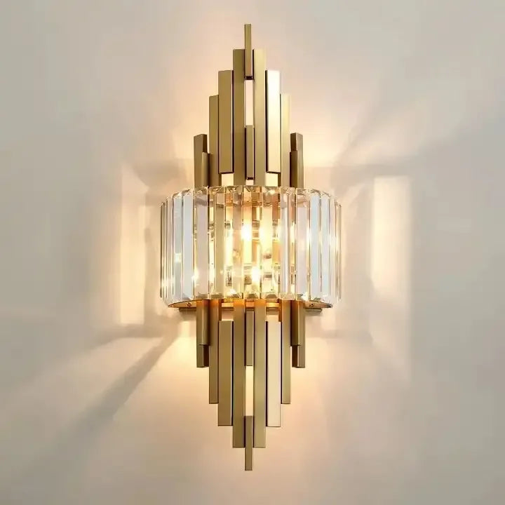 Modern Luxury Gold Crystal LED Wall Sconces Elegant Indoor Bathroom Vanity Elegant Indoor Stainless Steel Wholesale Wall Light