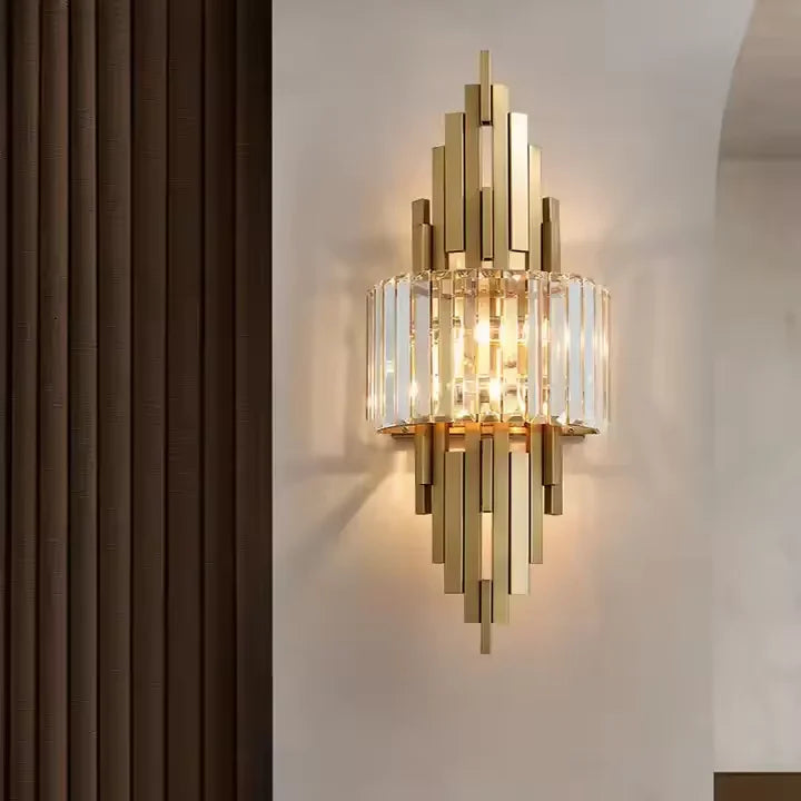 Modern Luxury Gold Crystal LED Wall Sconces Elegant Indoor Bathroom Vanity Elegant Indoor Stainless Steel Wholesale Wall Light
