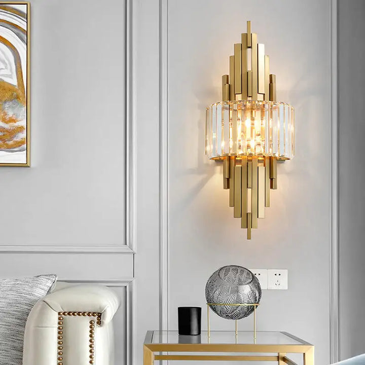 Modern Luxury Gold Crystal LED Wall Sconces Elegant Indoor Bathroom Vanity Elegant Indoor Stainless Steel Wholesale Wall Light