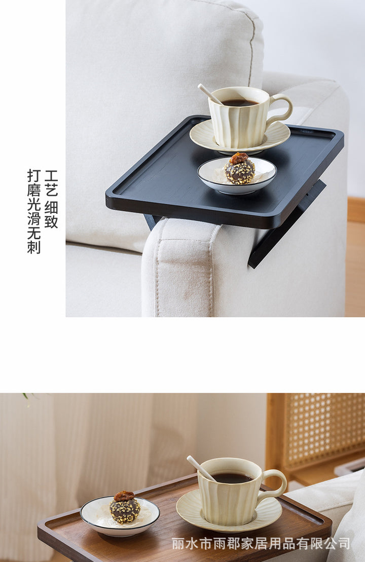 New Chinese Style Bamboo Foldableing Tray Non-Slip Tea Tray Sofa Armrest Table Square Clip Tea Tray Space-Saving Cheese Tray