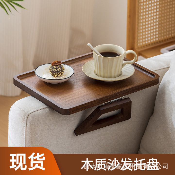 New Chinese Style Bamboo Foldableing Tray Non-Slip Tea Tray Sofa Armrest Table Square Clip Tea Tray Space-Saving Cheese Tray