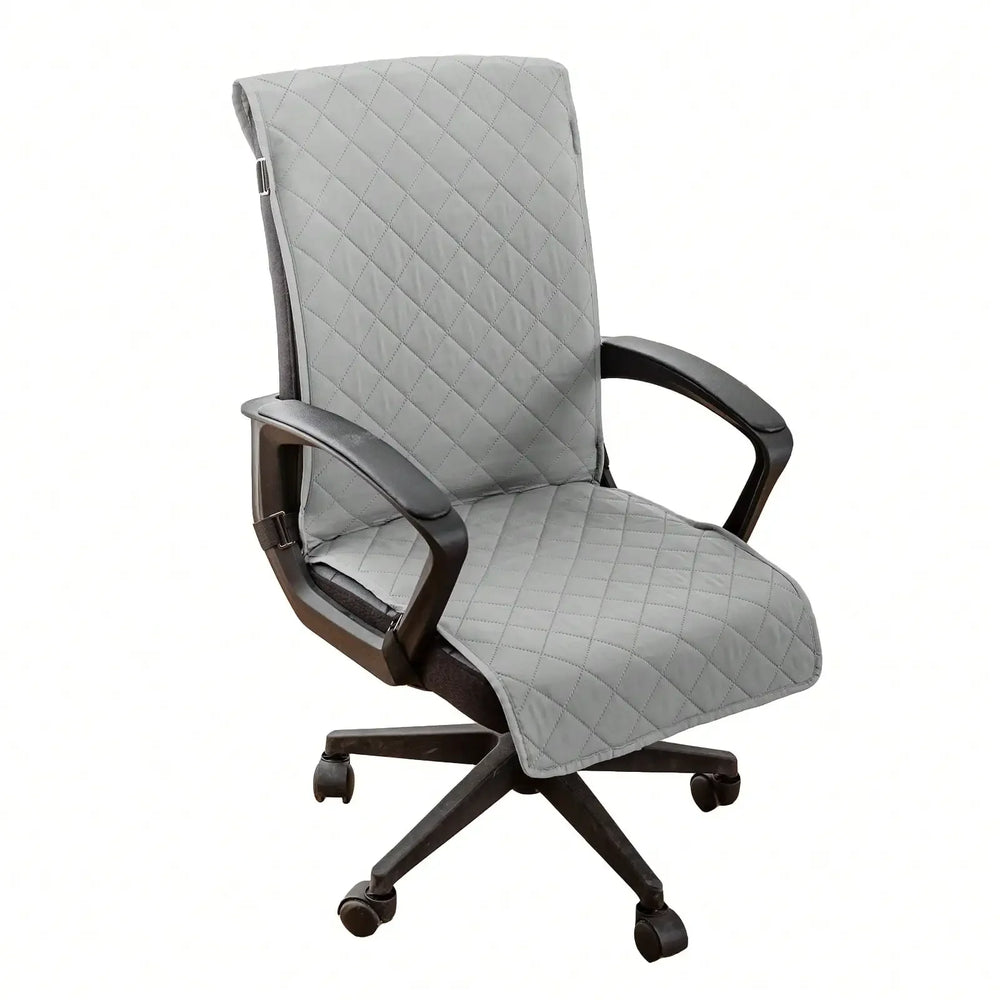 Gray office chair with quilted design on a white background