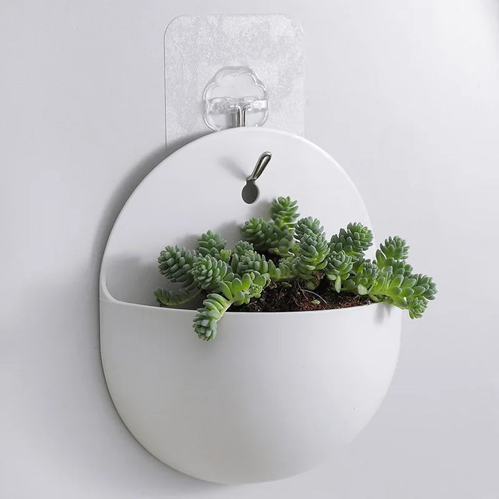 Garden Style Wall Hanging Plant Pot, Plastic Floating Levitating Plant Vase, Wall Mounted Storage Organizer, for Living Room