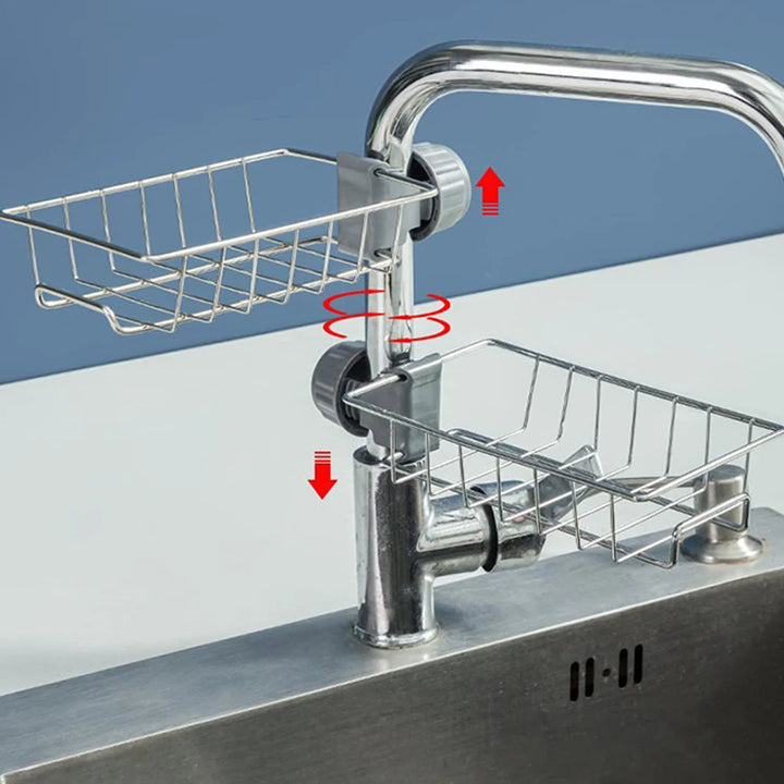 Kitchen Sink Organizer - Faucet Sponge Holder &amp; Drain Rack
