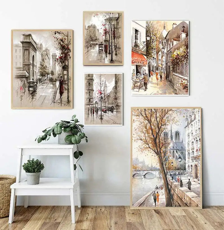 Canvas Paintings Home Decor HD Prints Posters  Abstract City Street Landscape Pictures For Living Room Wall Art Framework