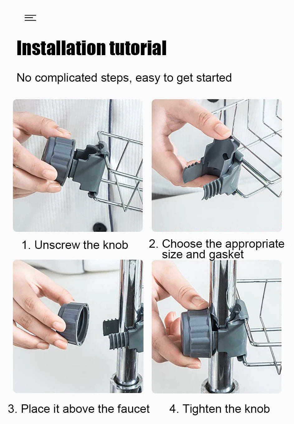 Kitchen Sink Organizer - Faucet Sponge Holder &amp; Drain Rack
