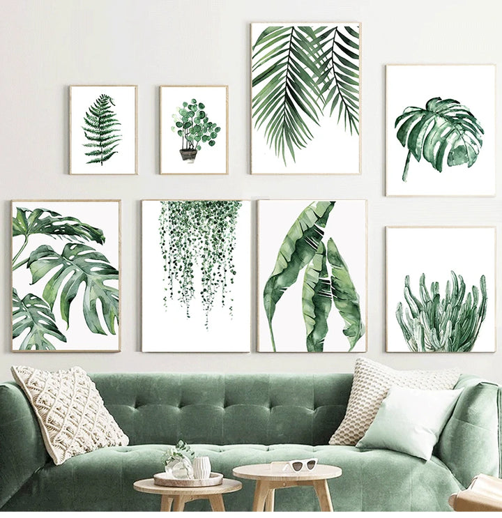 Scandinavian Tropical Plants Poster - Green Leaves Wall Art
