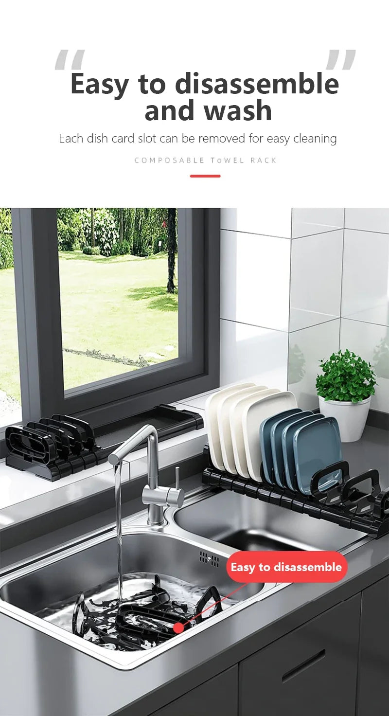 Kitchen Cabinet Dish Rack - Adjustable Plate Storage Organizer