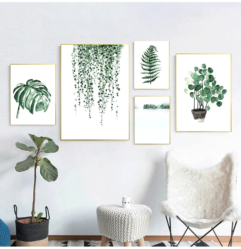 Scandinavian Tropical Plants Poster - Green Leaves Wall Art
