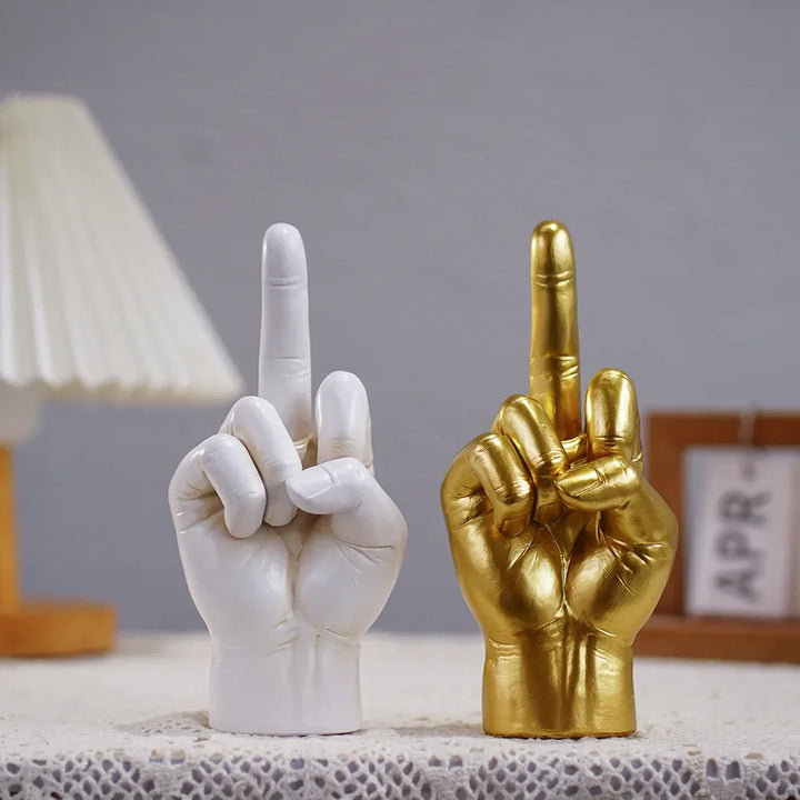 Hip Hop Middle Finger Resin Statue - Modern Desktop Decor