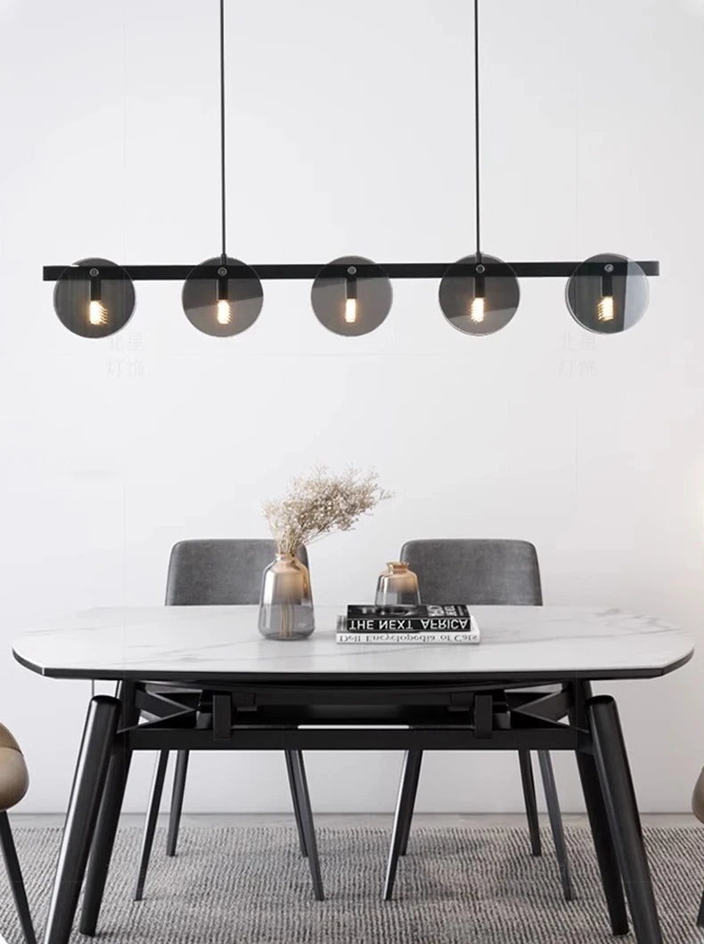 Modern Glass Pendant Light - Adjustable Chandelier for Dining Room