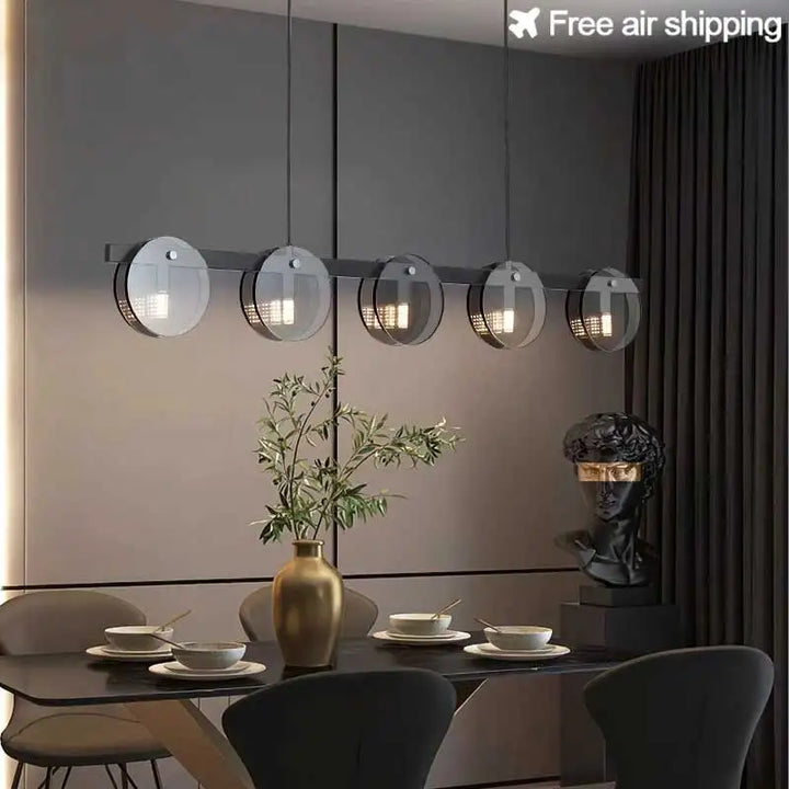 Modern Glass Pendant Light - Adjustable Chandelier for Dining Room