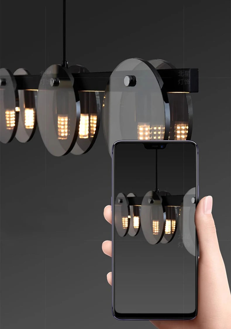 Modern Glass Pendant Light - Adjustable Chandelier for Dining Room