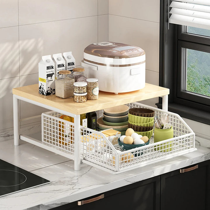 Kitchen Countertop Organizer - 2-Tier Shelf for Microwave &amp; Spices
