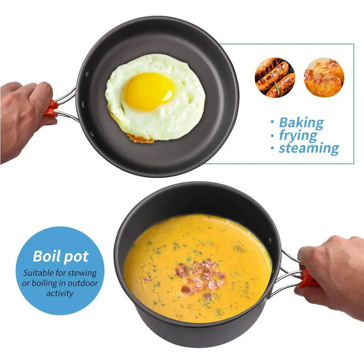 Camping Cookware Kit - Portable Aluminum Cooking Set for Hiking