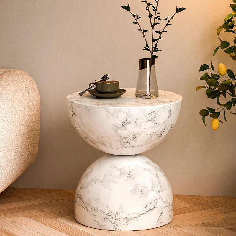 Modern Faux Marble Side Table – Luxury Minimalist End Table &amp; Nightstand