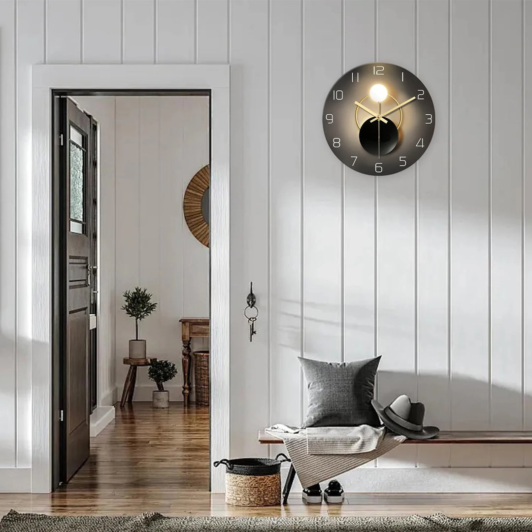 Modern Silent Glass Wall Clock – Decorative Battery-Operated Wall Clock for Living Room &amp; Kitchen