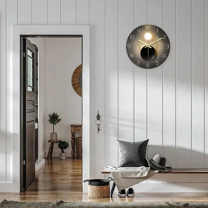 Modern Silent Glass Wall Clock – Decorative Battery-Operated Wall Clock for Living Room &amp; Kitchen