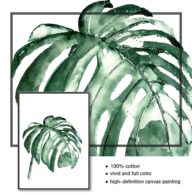 Scandinavian Tropical Plants Poster - Green Leaves Wall Art