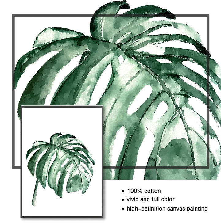 Scandinavian Tropical Plants Poster - Green Leaves Wall Art