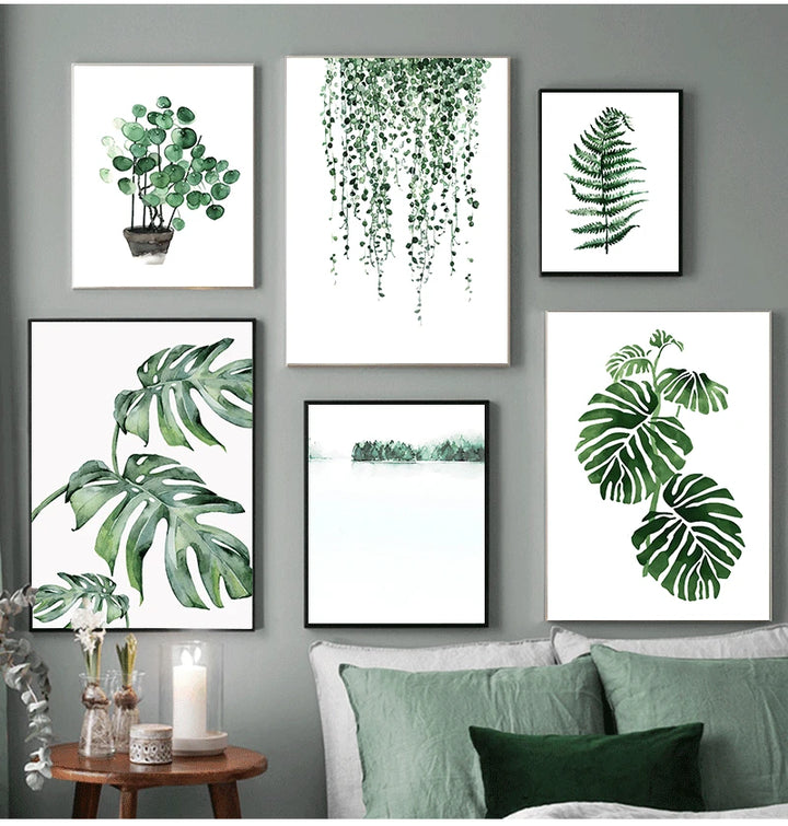 Scandinavian Tropical Plants Poster - Green Leaves Wall Art