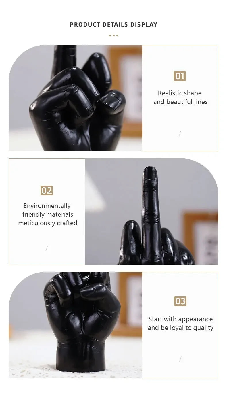 Hip Hop Middle Finger Resin Statue - Modern Desktop Decor