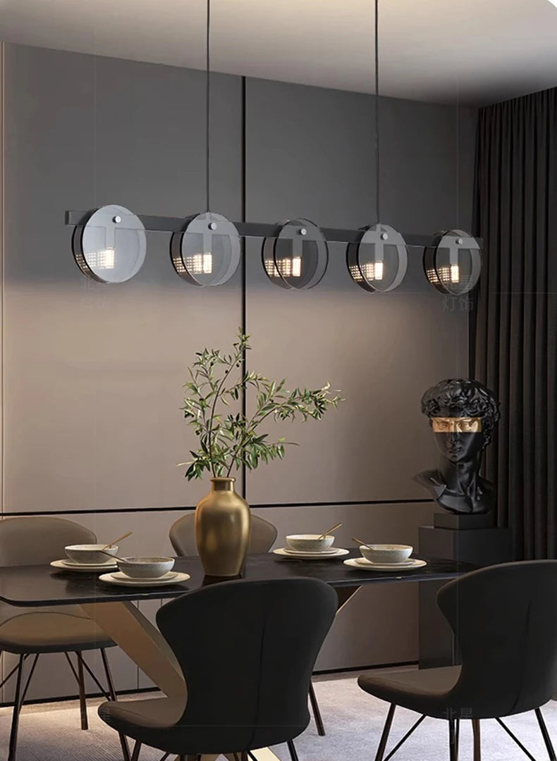 Modern Glass Pendant Light - Adjustable Chandelier for Dining Room