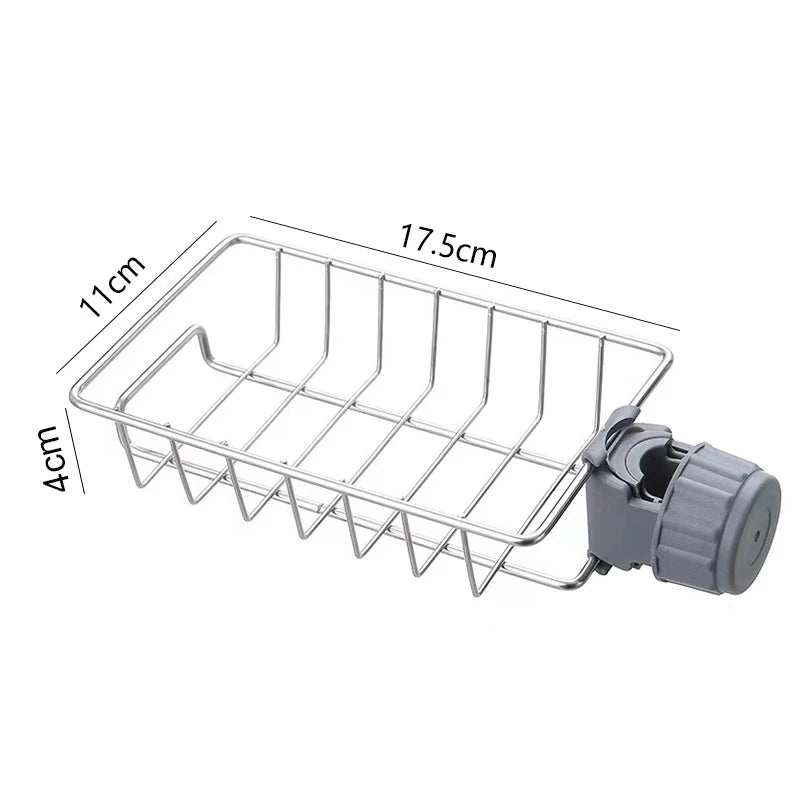Kitchen Sink Organizer - Faucet Sponge Holder &amp; Drain Rack