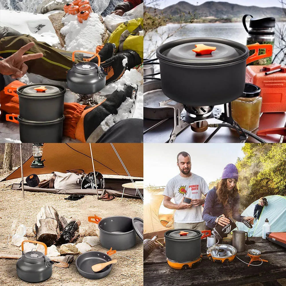 Camping Cookware Kit - Portable Aluminum Cooking Set for Hiking
