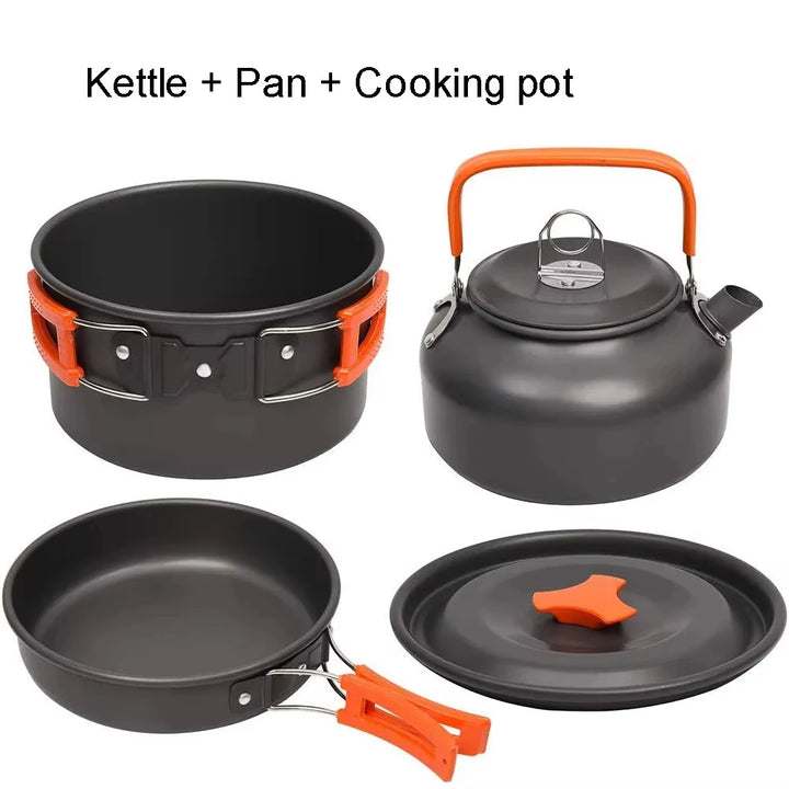 Camping Cookware Kit - Portable Aluminum Cooking Set for Hiking