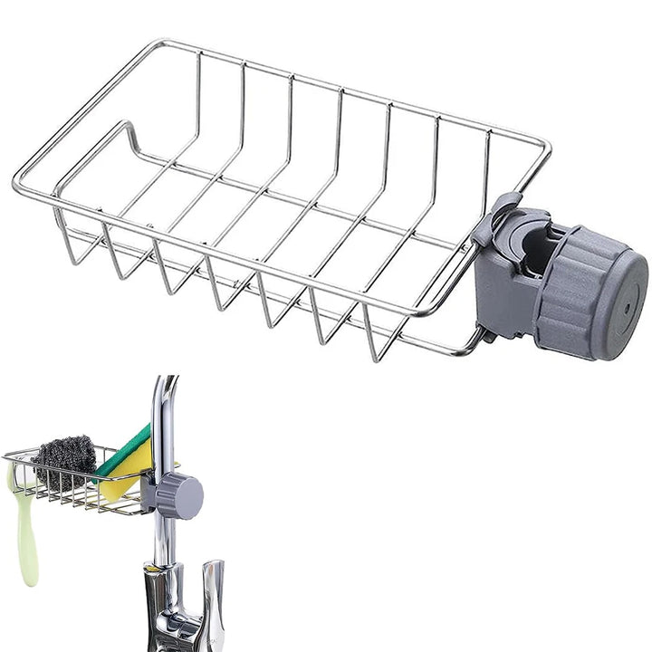 Kitchen Sink Organizer - Faucet Sponge Holder &amp; Drain Rack
