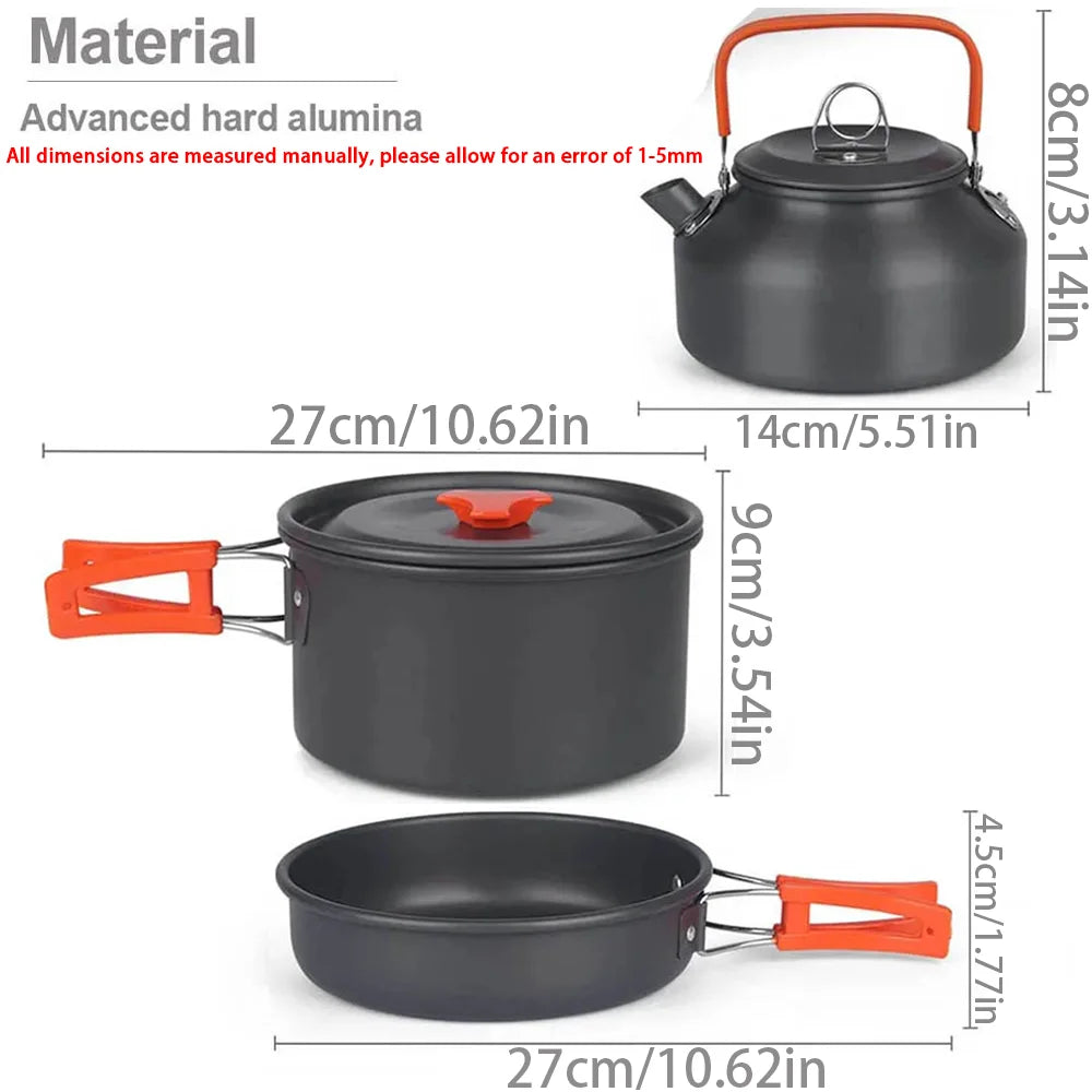 Camping Cookware Kit - Portable Aluminum Cooking Set for Hiking
