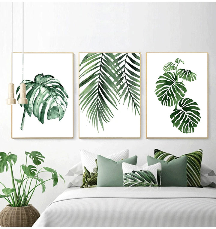Scandinavian Tropical Plants Poster - Green Leaves Wall Art