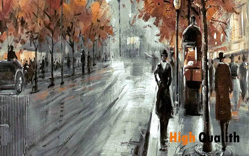 Canvas Paintings Home Decor HD Prints Posters  Abstract City Street Landscape Pictures For Living Room Wall Art Framework