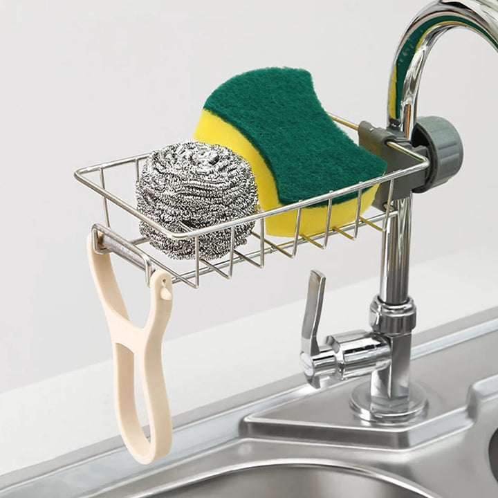 Kitchen Sink Organizer - Faucet Sponge Holder &amp; Drain Rack