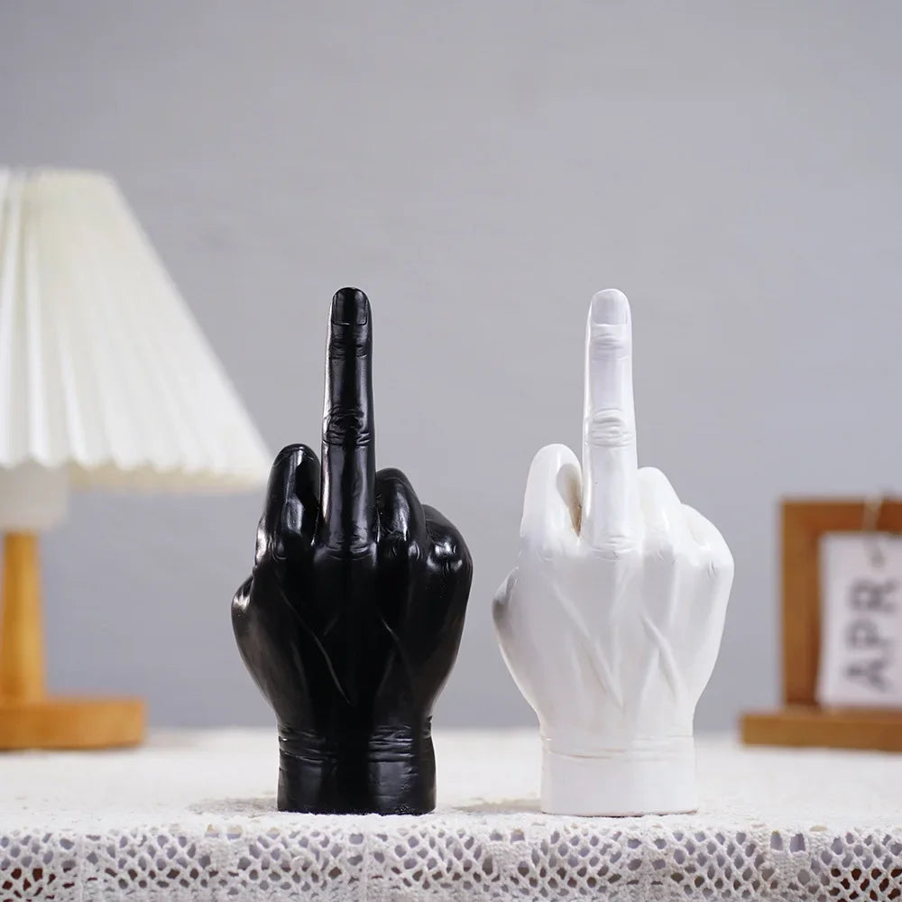 Hip Hop Middle Finger Resin Statue - Modern Desktop Decor