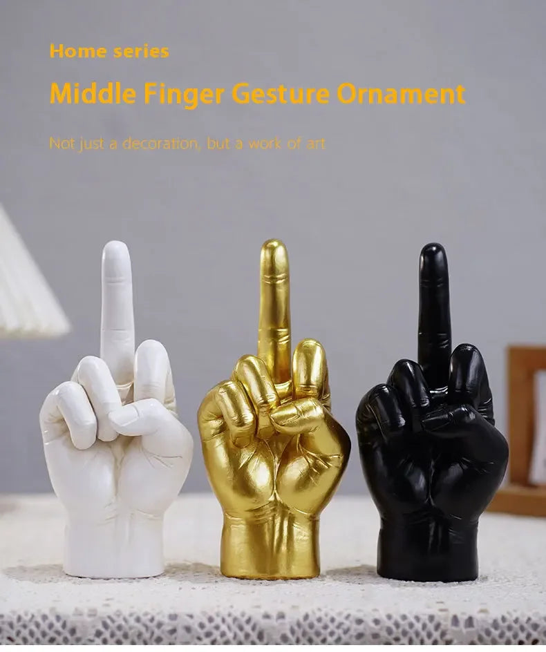 Hip Hop Middle Finger Resin Statue - Modern Desktop Decor