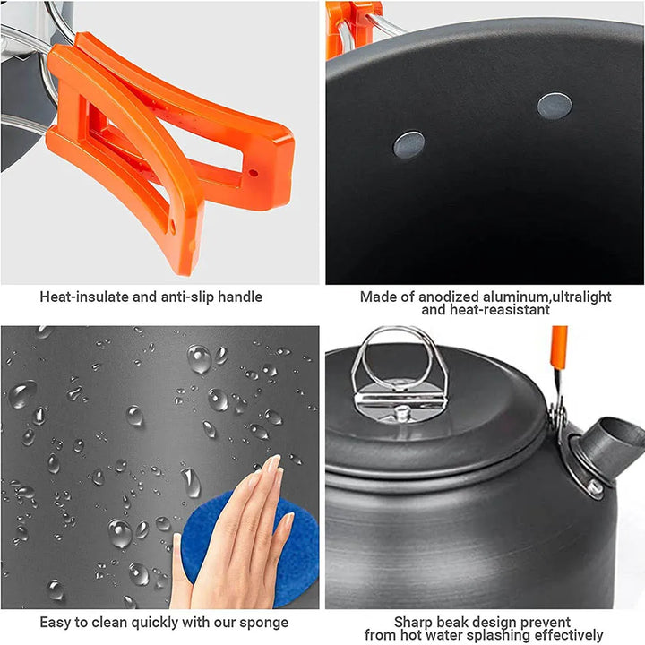 Camping Cookware Kit - Portable Aluminum Cooking Set for Hiking