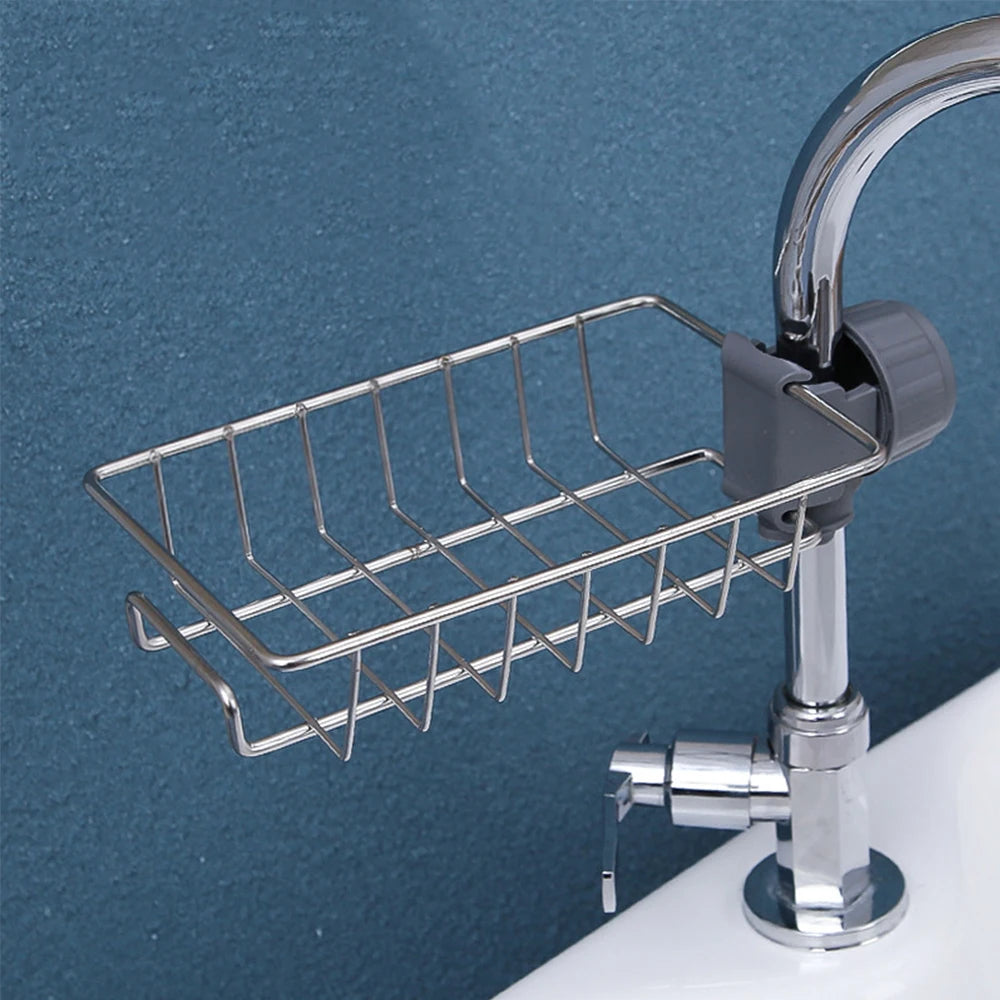 Kitchen Sink Organizer - Faucet Sponge Holder &amp; Drain Rack